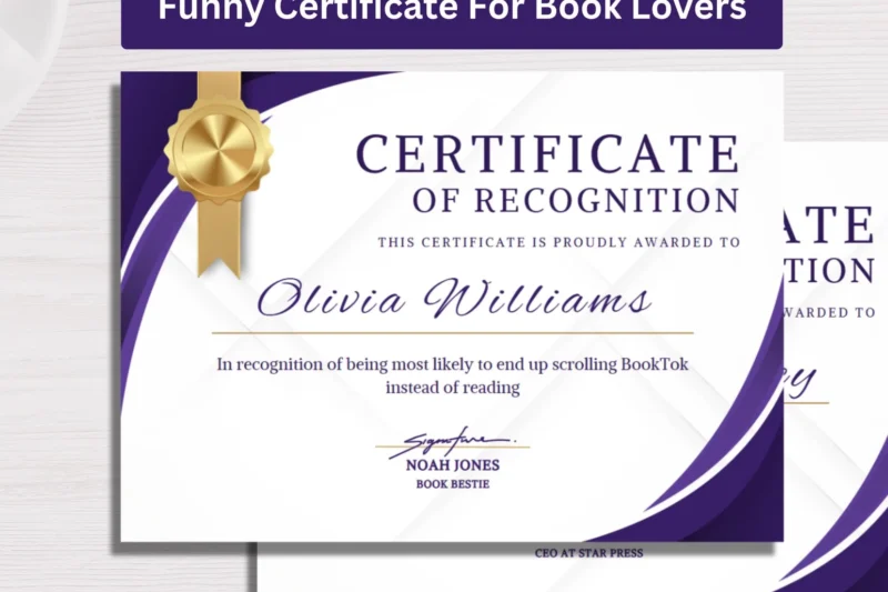 Printable Certificate Of Award Book