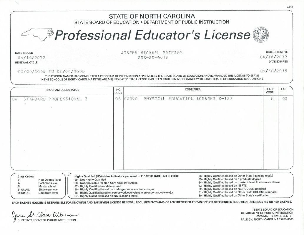 Certifications Joseph Frieser s Teaching Portfolio Certifications Joseph Frieser s Teaching Portfolio