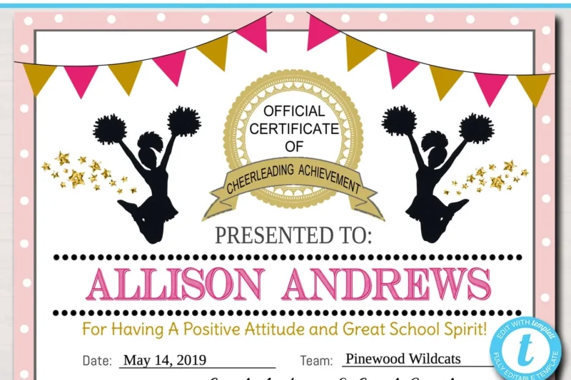 Free Printable Cheer Certificates