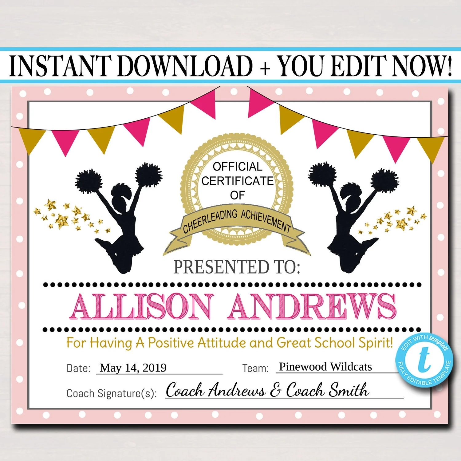 Cheerleader Certificate Cheerleading Award Cheerleading Printable TidyLady Printables Cheerleader Certificate Cheerleading Award Cheerleading Printable TidyLady Printables
