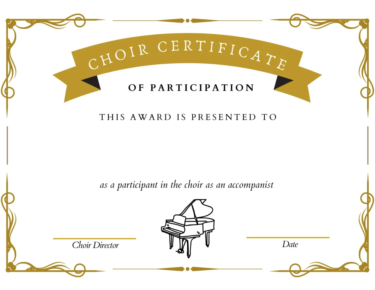 Chorus Fully EDITABLE Award Certificate Mega Pack 5 Certificates Soprano Alto Tenor Bass Piano Accompanist Etsy