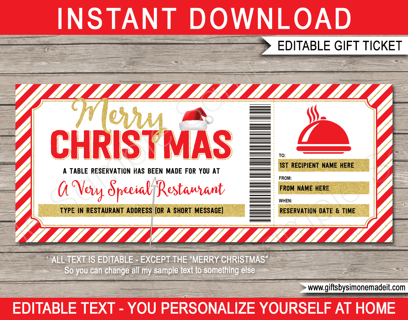 Printable Food Gift Certificates Printable Food Gift Certificates