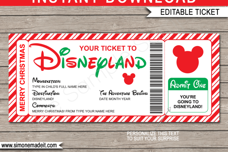 Disneyland Printable Gift Certificate