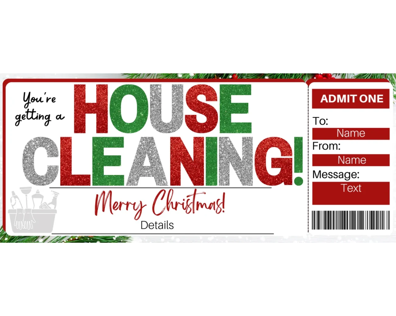 Christmas House Cleaning Gift Certificate Template Printed Smile Shop