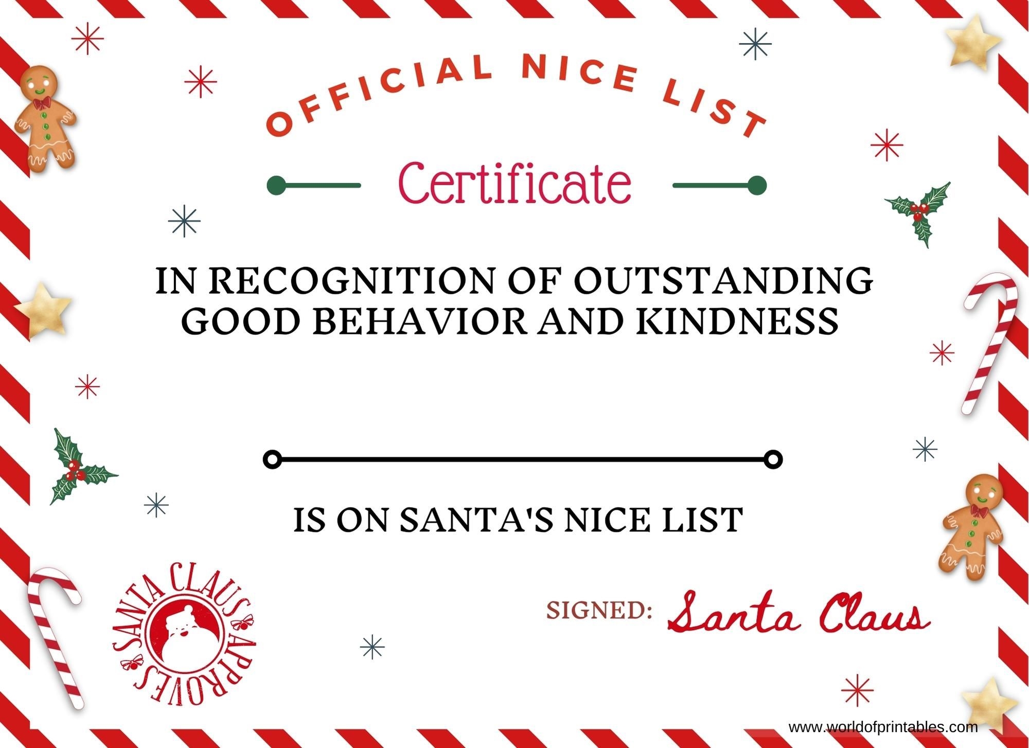 Christmas Nice List Certificate From Santa Free Printable To Personalize Christmas Nice List Certificate From Santa Free Printable To Personalize