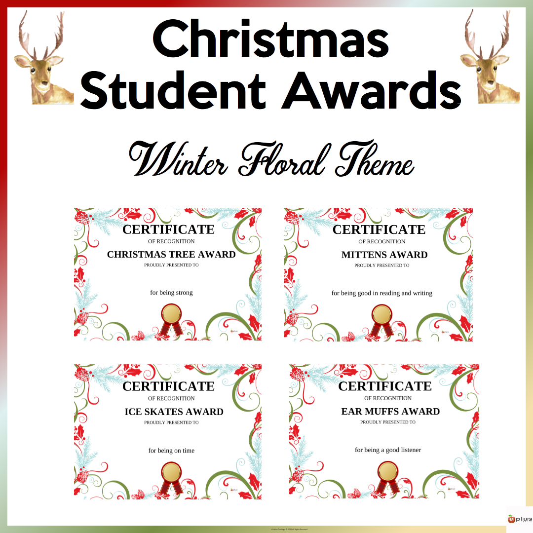 Christmas Student Awards Winter Floral Theme Made By Teachers Christmas Student Awards Winter Floral Theme Made By Teachers