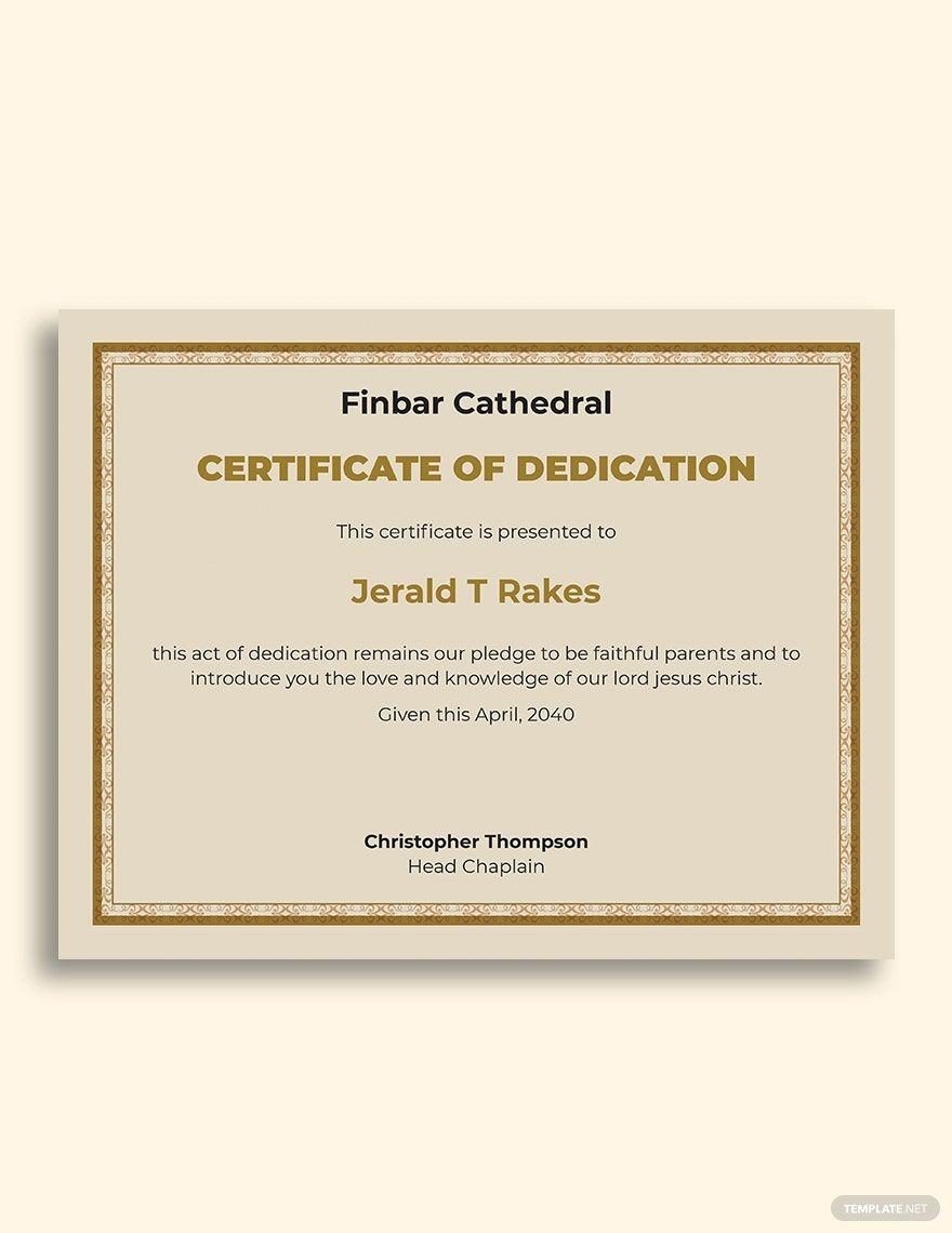 Church Certificate Of Dedication Template In Word Pages Publisher Google Docs Download Template