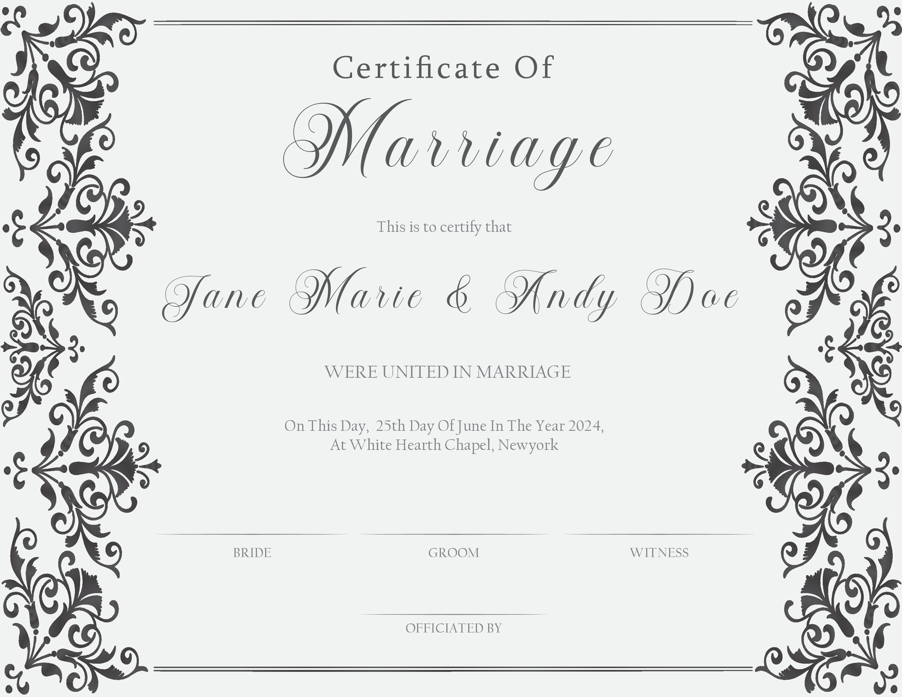 Marriage Certificate Template Printable Marriage Certificate Template Printable