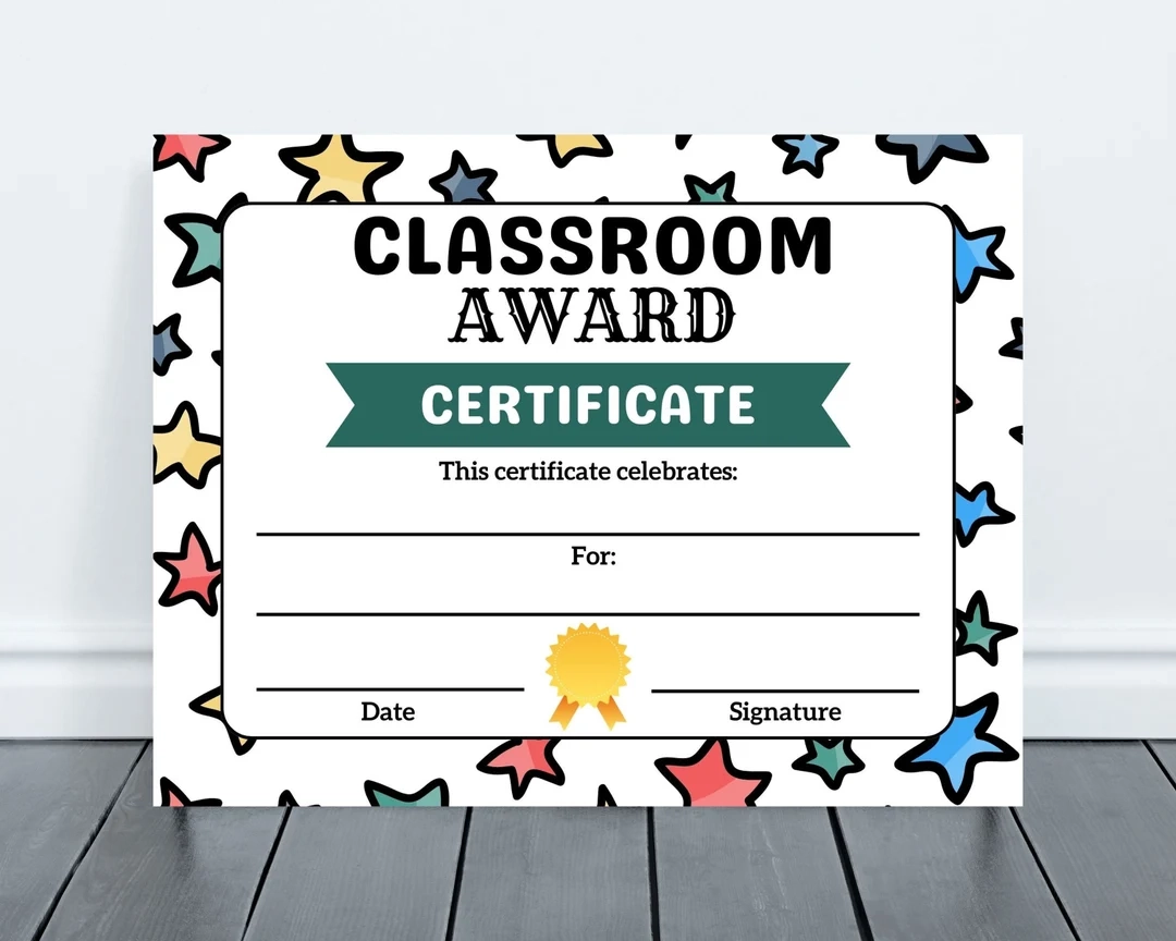 Classroom Award Certificate Kids Award Certificate Rainbow Stars Award Download Digital Award Certificate Teacher Certificate Printable Etsy