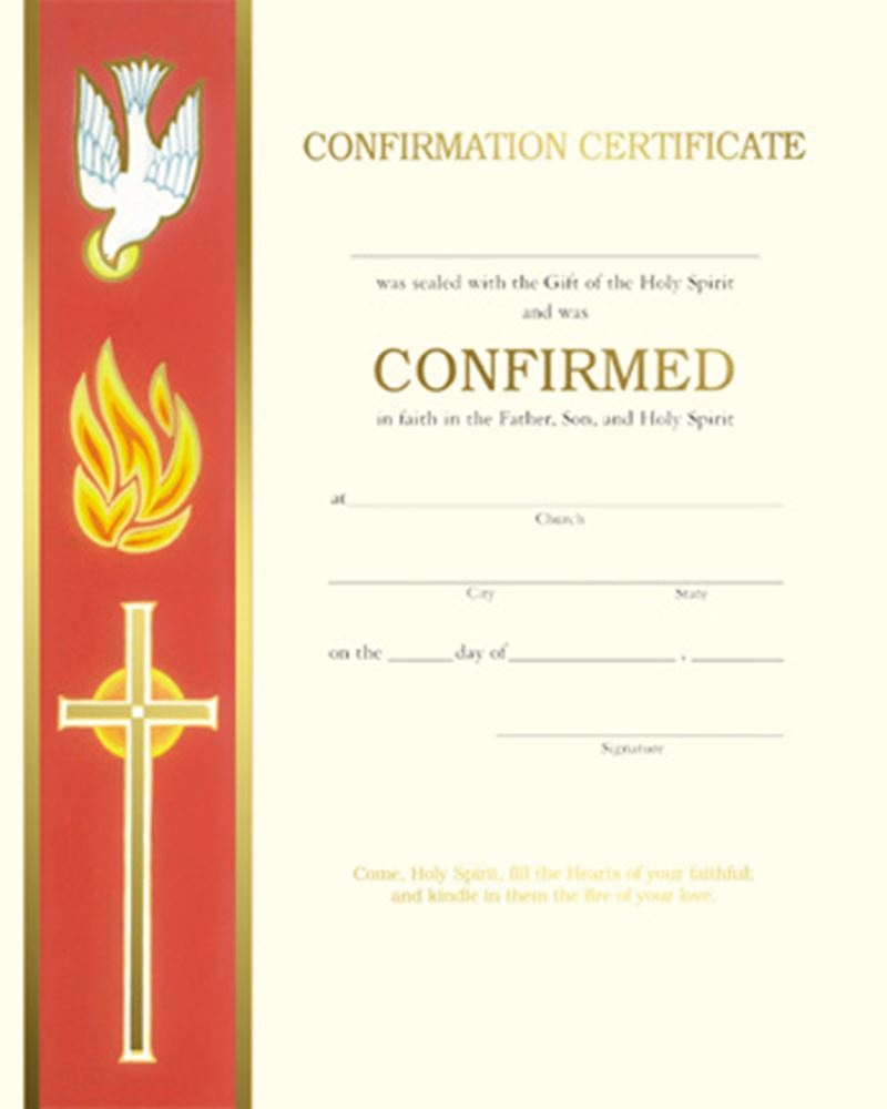 Confirmation Certificate 8 X 10 