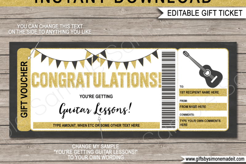 Free Printable Gift Certificates Instruments