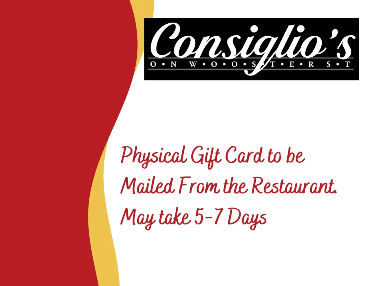 Consiglio s Restaurant Gift Certificates