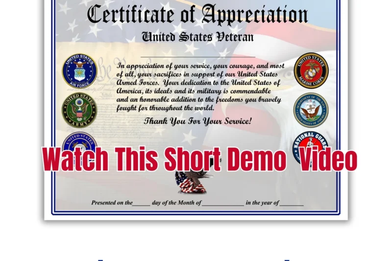 Free Printable United States Army Certificate