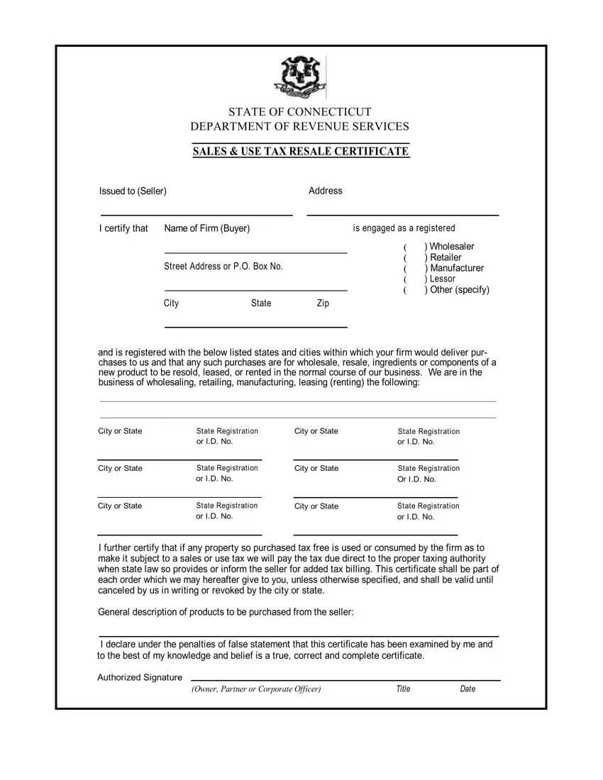 Ct Resale Certificate Form Fill Out Printable PDF Forms
