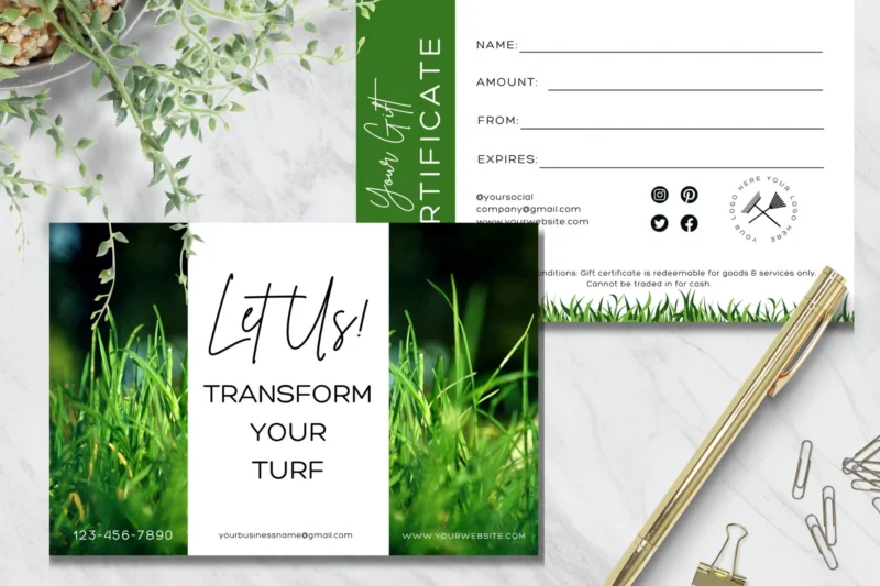 Printable Lawn Care Gift Certificates