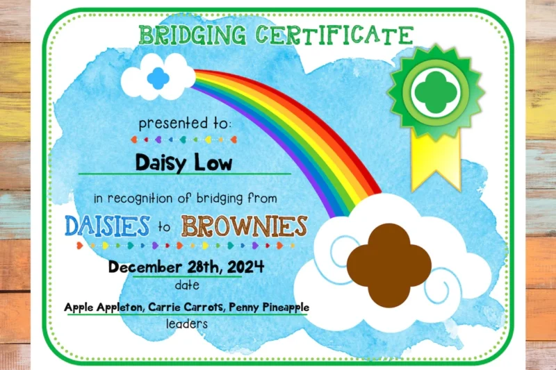 Bridging Girl Scouts Printable Certificate