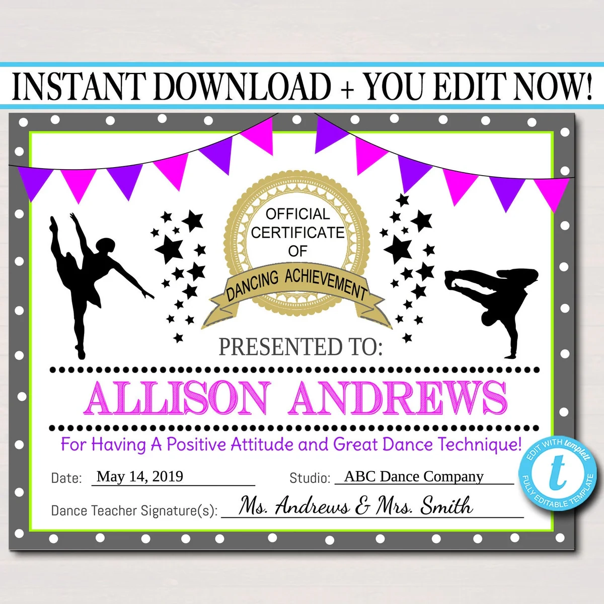 Free Printable Dance Certificates Free Printable Dance Certificates