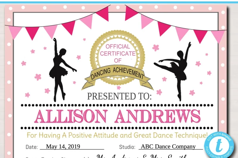 Printable Dancing Certificates