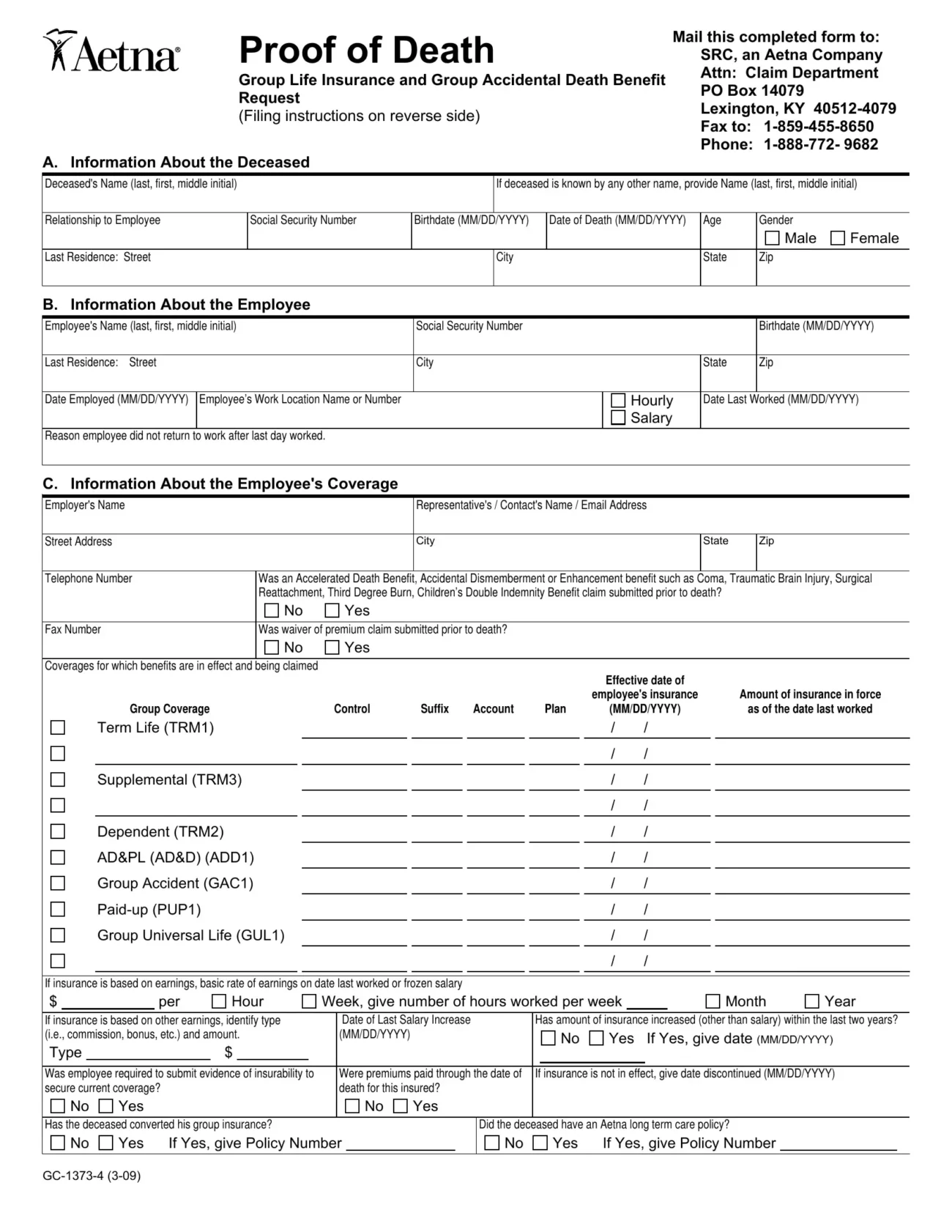 Death Certificate Form Fill Out Printable PDF Forms Online