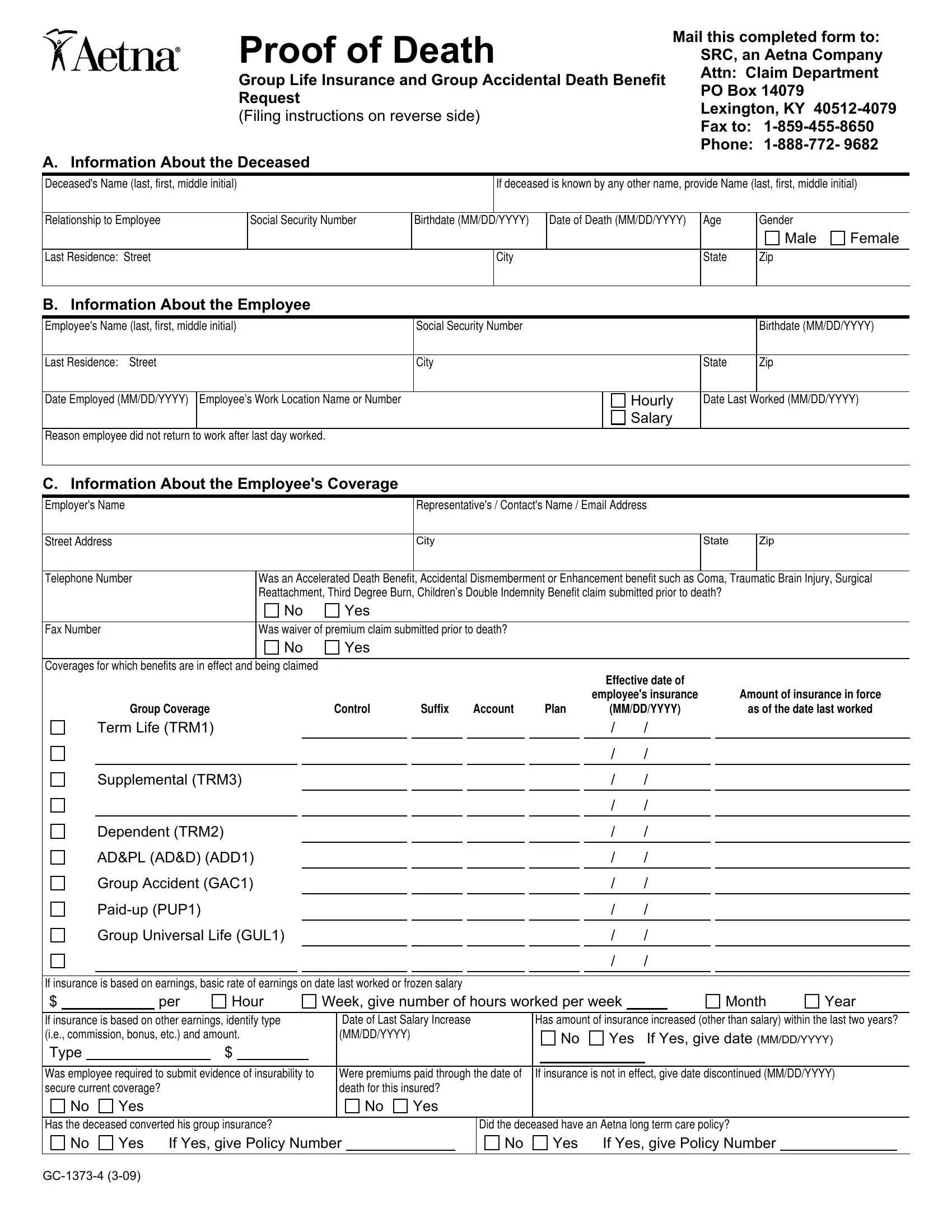Death Certificate Form Fill Out Printable PDF Forms Online