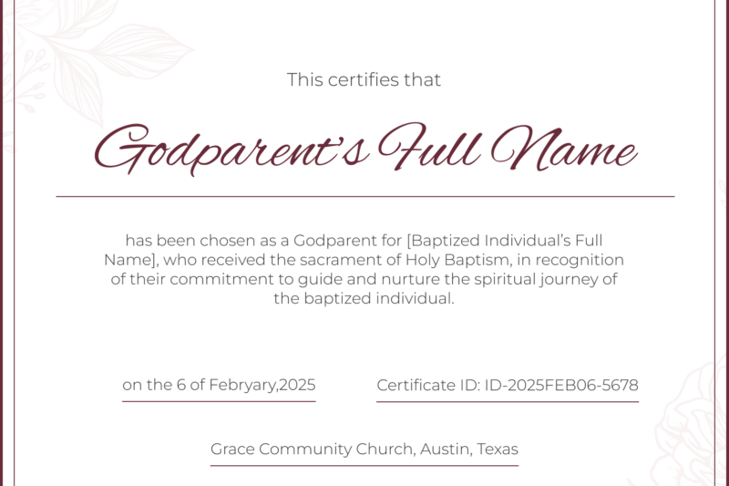 Godparent Certificate Printable