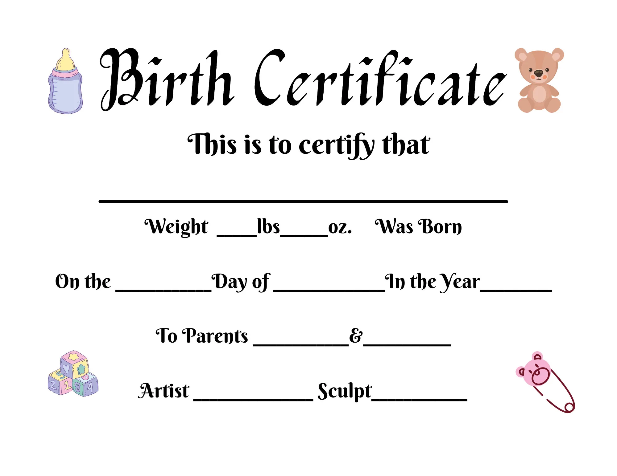 Printable Baby Doll Birth Certificate Printable Baby Doll Birth Certificate