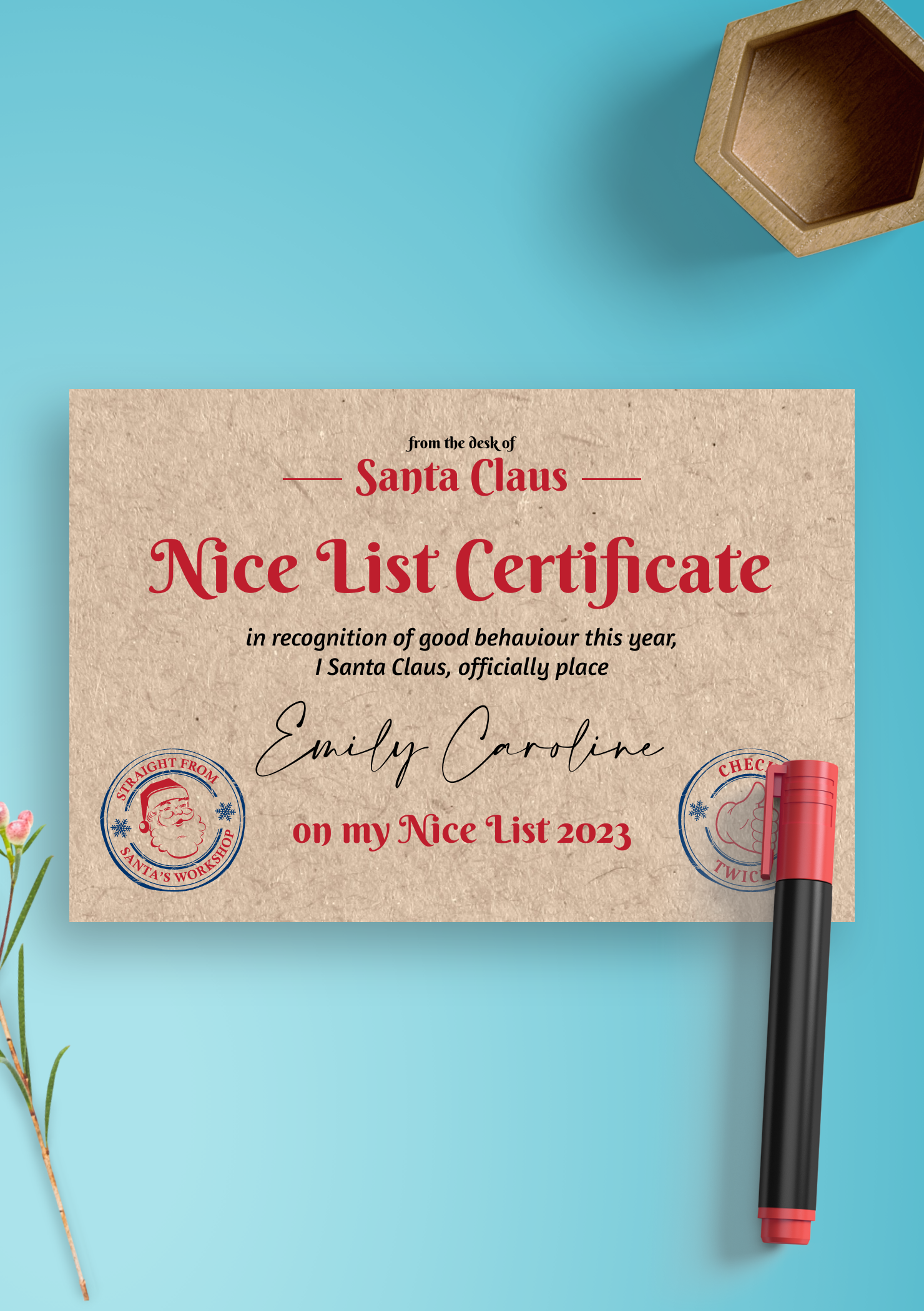 Download Printable Customizable Santa Claus Nice List Certificate PDF Download Printable Customizable Santa Claus Nice List Certificate PDF