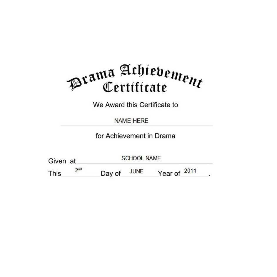 Drama Achievement Certificate Template TheRoyalStore