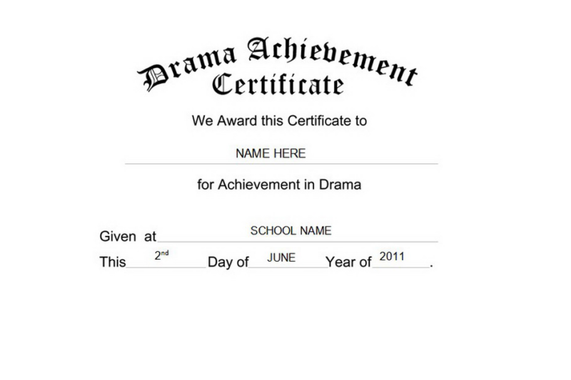 Theatre Printable Certificate