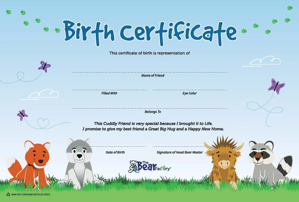 Free Printable Teddy Bear Birth Certificate Free Printable Teddy Bear Birth Certificate