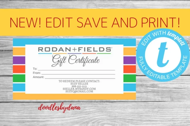 Printable Rodan And Fields Gift Certificate