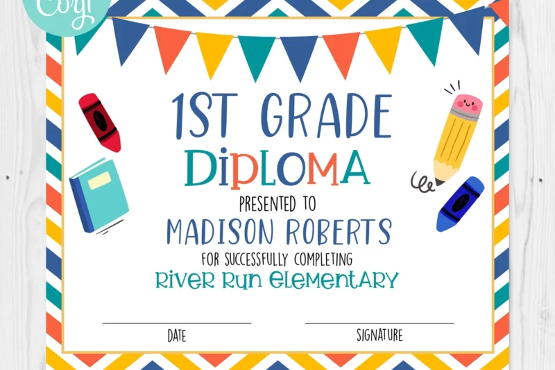 First Grade Certificate Printable