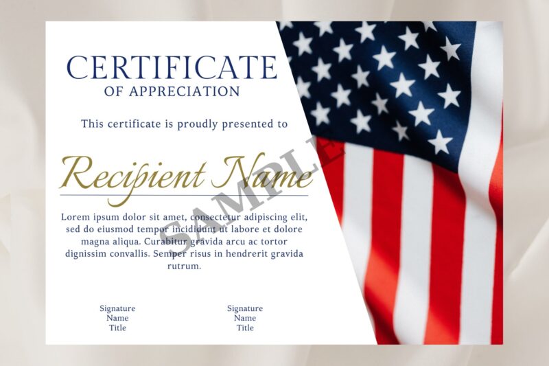 Free Printable Flag Flown Certificate Template