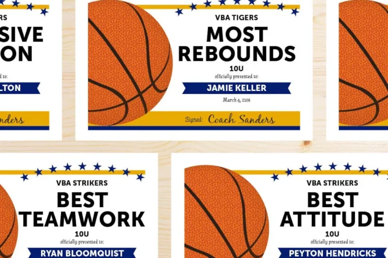 Printable Basketball Certificate