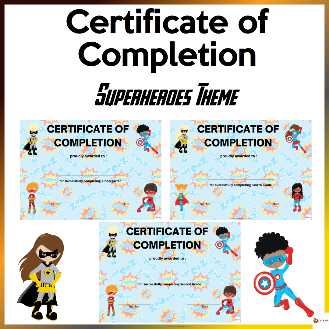 Editable Certificate Of Completion Superheroes Theme Made By Teachers