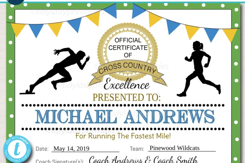 Running Certificate Printable