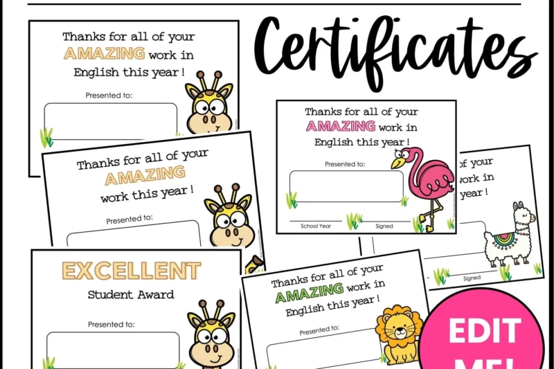 Printable End Of The Year Certificates