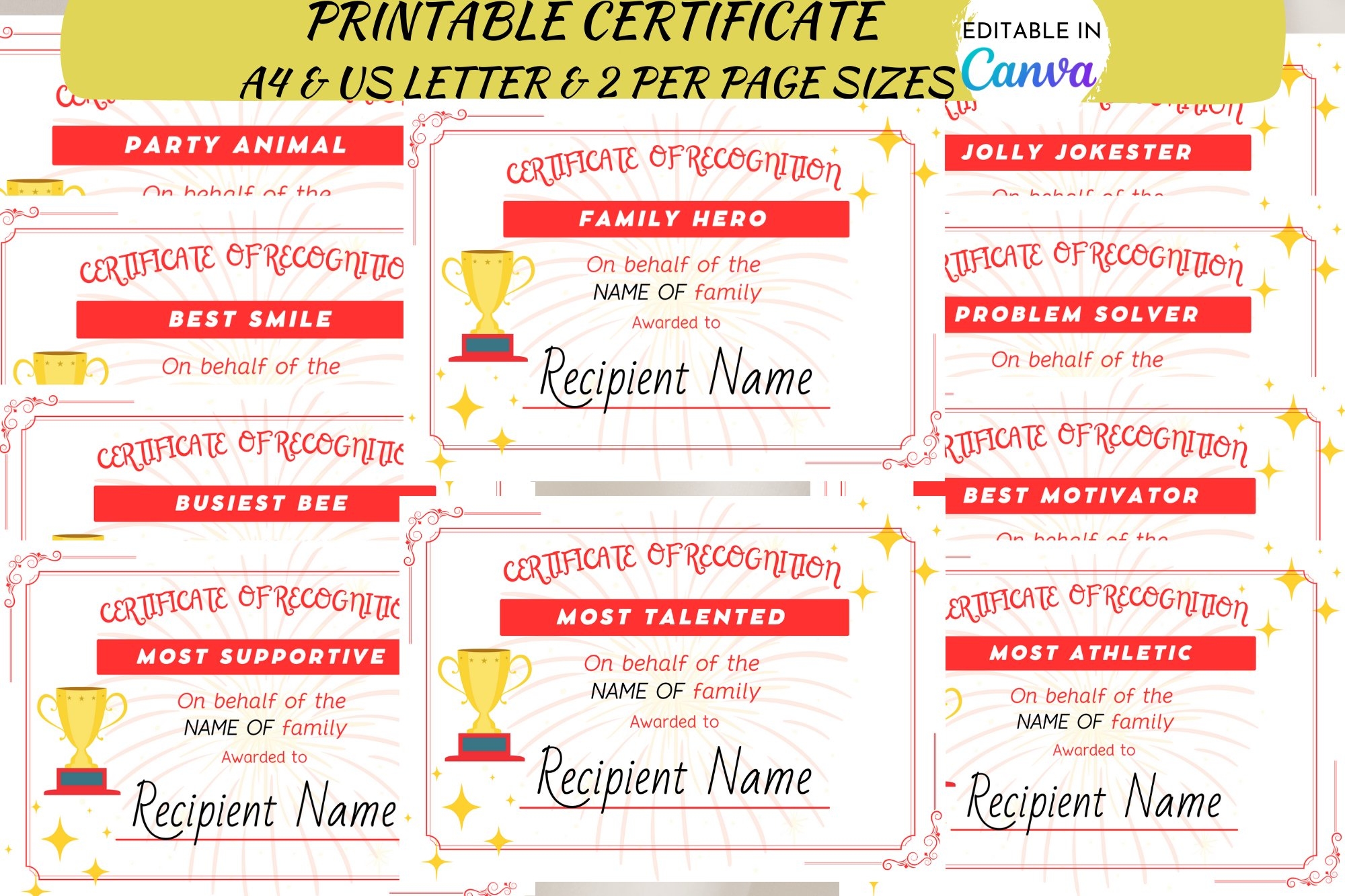 Printable Reunion Certificates