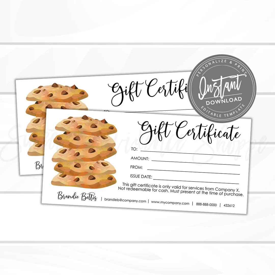 Printable Bakery Gift Certificate Template