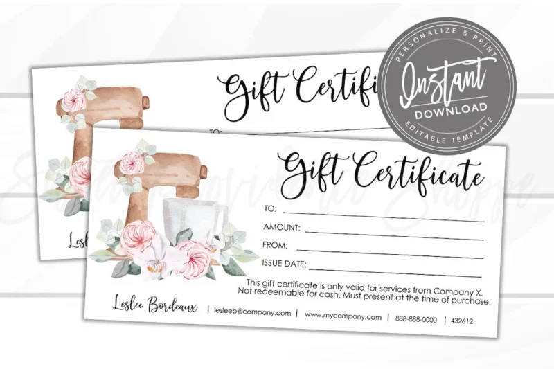 Printable Bakery Gift Certificate Template