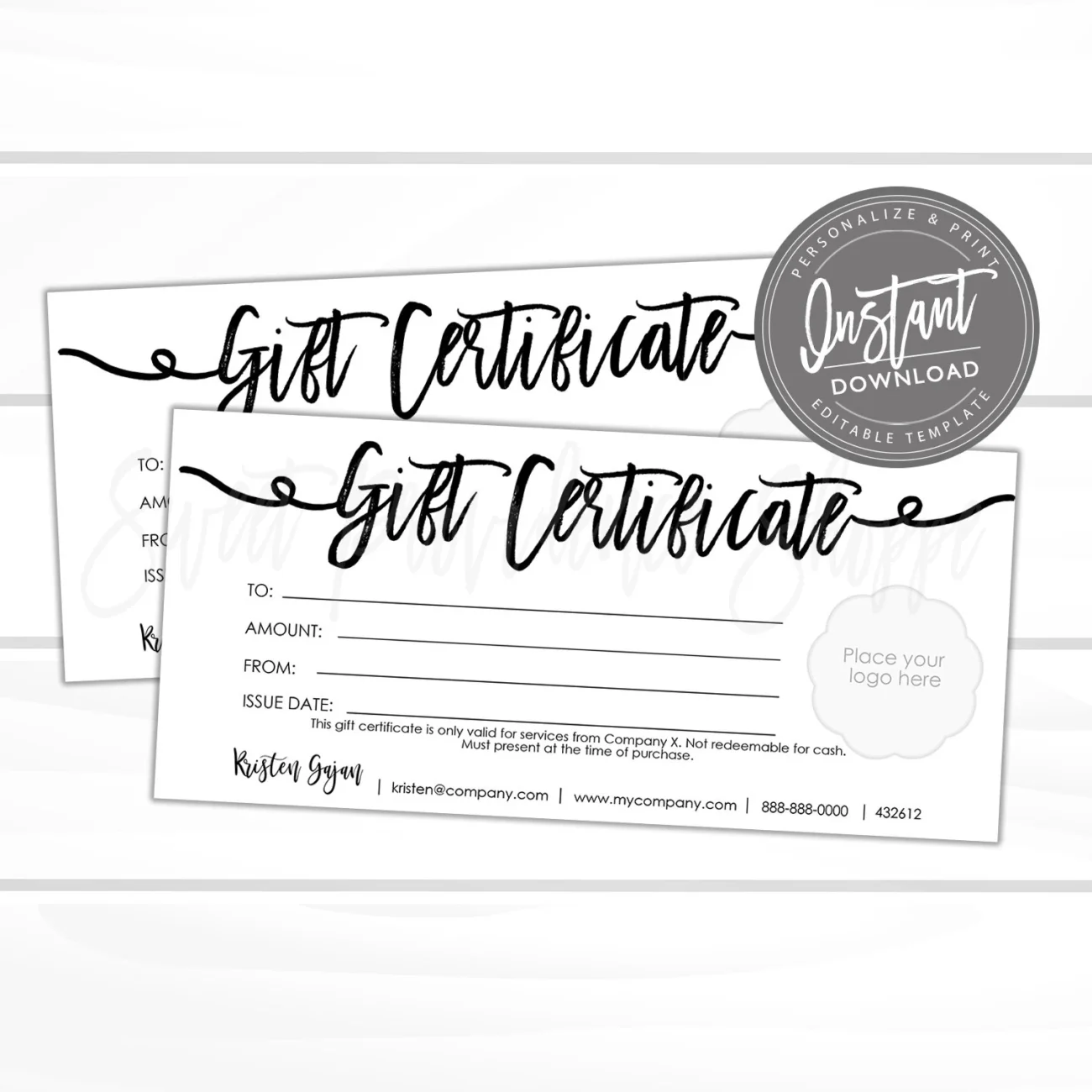 Editable Gift Certificate Printable Gift Card ADD Your LOGO DIY Gift Certificate editable Gift Voucher Template Edit Now Instant Access Etsy