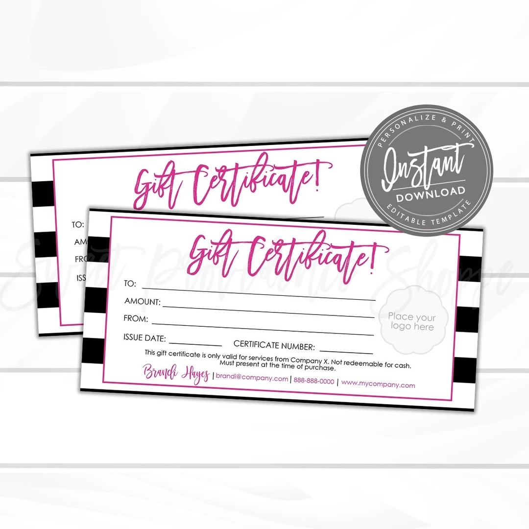 Downloadable Free Printable Paparazzi Gift Certificate