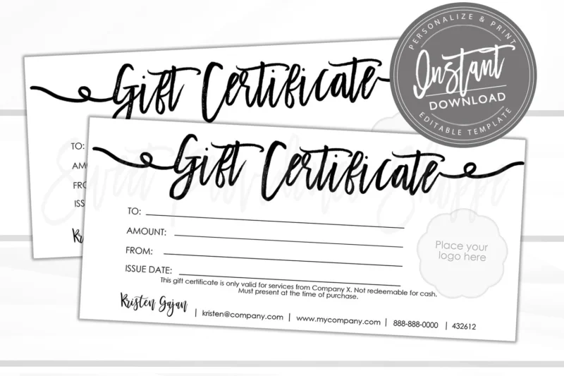 Printable Garage Gift Certificate