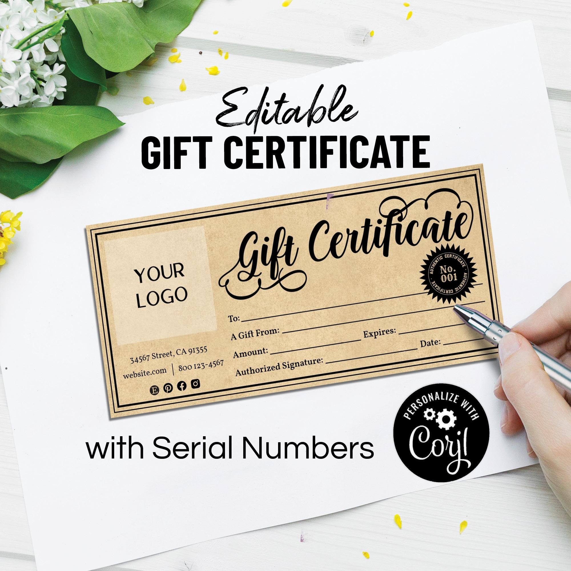 Editable Gift Certificate Template On Kraft Serial Numbers Customizable Gift Coupon Template Gift Voucher Edit Online Download Print Etsy Editable Gift Certificate Template On Kraft Serial Numbers Customizable Gift Coupon Template Gift Voucher Edit Online Download Print Etsy