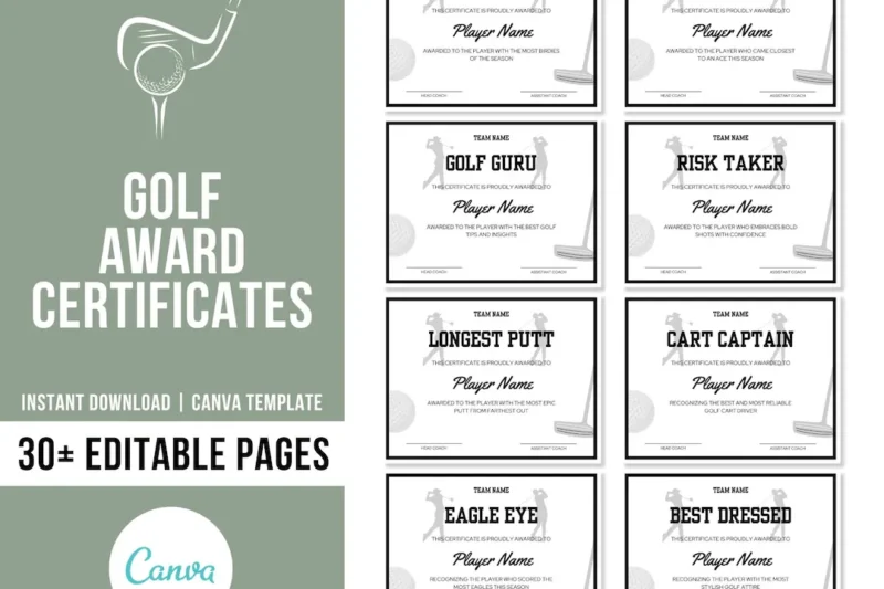 Free Printable Golf Certificates