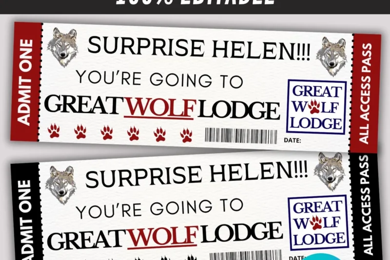 Printable Great Wolf Lodge Certificate