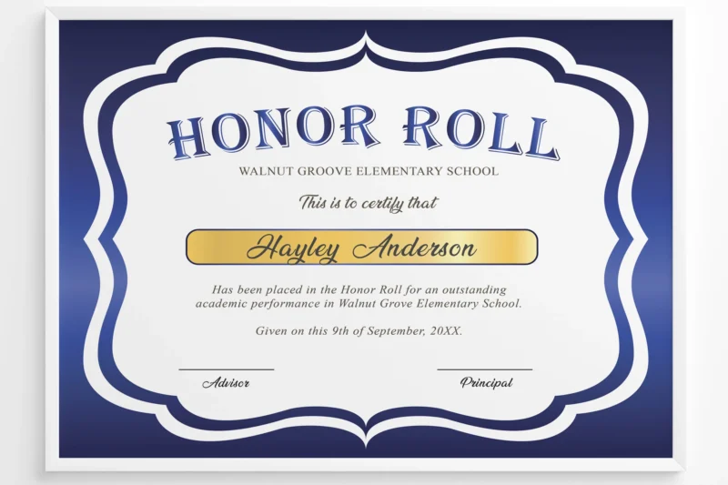 Printable Certificates For Honor Roll