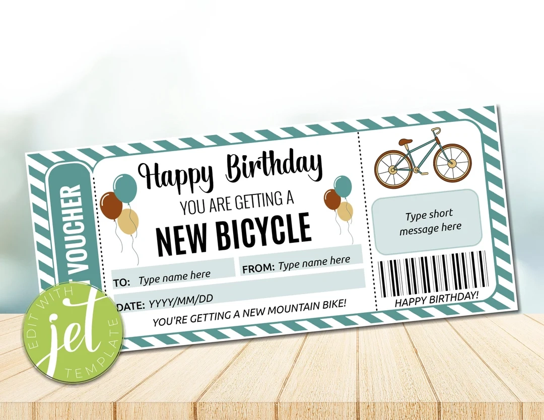 Printable Gift Certificate Bike