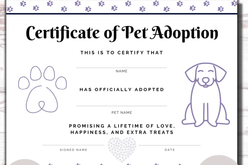 Adopt A Puppy Certificate Printable Free