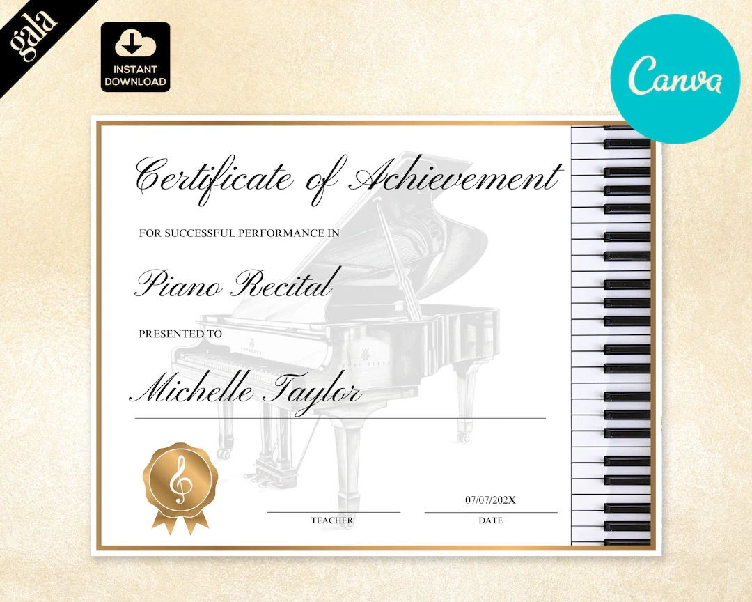 Free Printable Piano Recital Certificates Free Printable Piano Recital Certificates